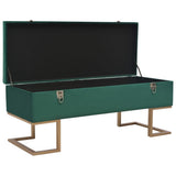 Bench with Storage Compartment 105 cm Green Velvet - Front View