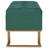 Bench with Storage Compartment 105 cm Green Velvet - Top-Down View