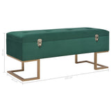 Bench with Storage Compartment 105 cm Green Velvet - Close-Up Angle