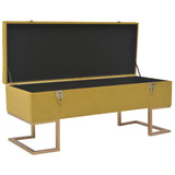 Bench with Storage Compartment 105 cm Mustard Velvet - Front View