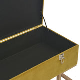 Bench with Storage Compartment 105 cm Mustard Velvet - 45-Degree Angle