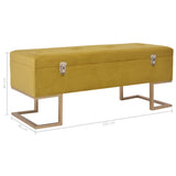 Bench with Storage Compartment 105 cm Mustard Velvet - Close-Up Angle