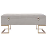 Bench with Storage Compartment 105 cm Grey Velvet - Side View