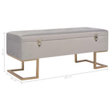Bench with Storage Compartment 105 cm Grey Velvet - Close-Up Angle