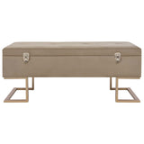 Bench with Storage Compartment 105 cm Beige Velvet - Side View