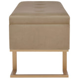 Bench with Storage Compartment 105 cm Beige Velvet - Top-Down View