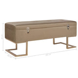 Bench with Storage Compartment 105 cm Beige Velvet - Close-Up Angle