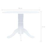 Dining Table White 106 cm Solid Rubber Wood - 45-Degree Angle