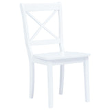 Dining Chairs 2 pcs White Solid Rubber Wood - Front View
