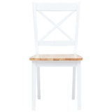 Dining Chairs 2 pcs White and Light Wood Solid Rubber Wood