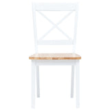 Dining Chairs 2 pcs White and Light Wood Solid Rubber Wood - Side View