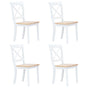 Dining Chairs 4 pcs White and Light Wood Solid Rubber Wood