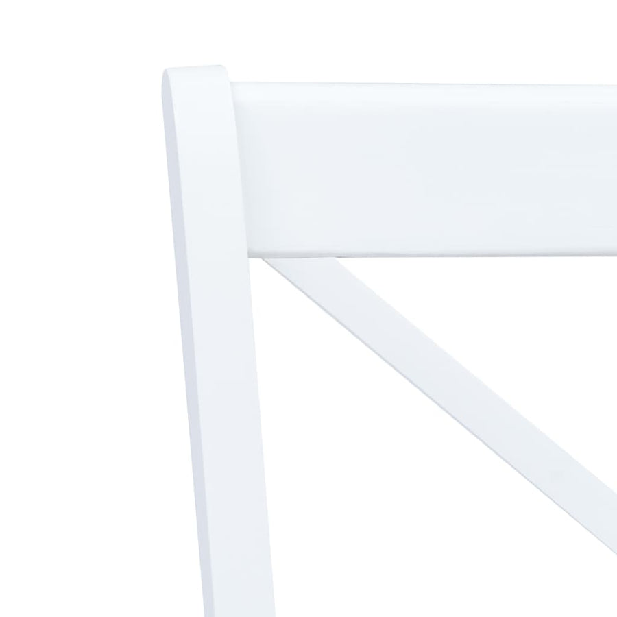 Dining Chairs 4 pcs White and Light Wood Solid Rubber Wood