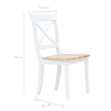 Dining Chairs 4 pcs White and Light Wood Solid Rubber Wood - Close-Up Angle
