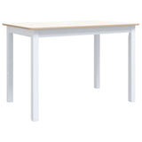 Dining Table White and Brown 114x71x75 cm Solid Rubber Wood - Front View