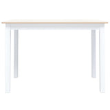 Dining Table White and Brown 114x71x75 cm Solid Rubber Wood - Side View