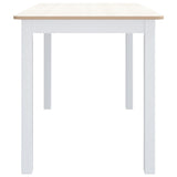 Dining Table White and Brown 114x71x75 cm Solid Rubber Wood