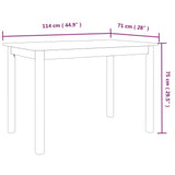 Dining Table Black 114x71x75 cm Solid Rubber Wood - Close-Up Angle