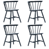Dining Chairs 4 pcs Black Solid Rubber Wood