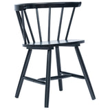 Dining Chairs 4 pcs Black Solid Rubber Wood - Front View