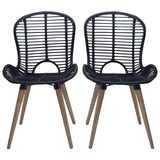 Dining Chairs 6 pcs Black Natural Rattan