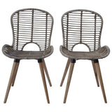 Dining Chairs 6 pcs Brown Natural Rattan - Front View