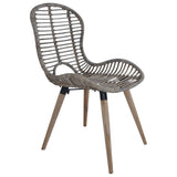 Dining Chairs 6 pcs Brown Natural Rattan - Side View