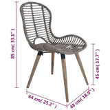 Dining Chairs 6 pcs Brown Natural Rattan - Close-Up Angle