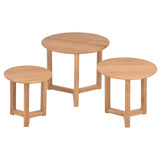 Coffee Tables 3 pcs Solid Oak Wood - Front View