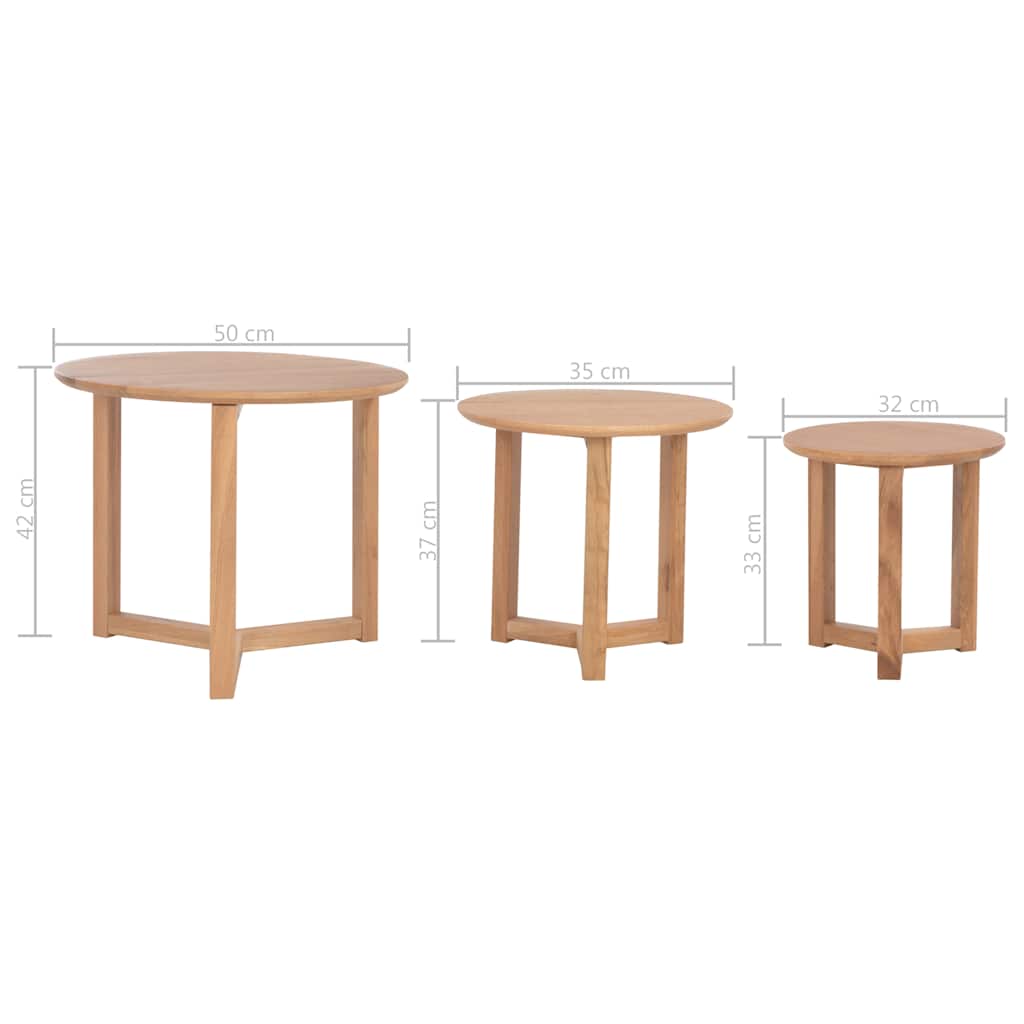 Coffee Tables 3 pcs Solid Oak Wood