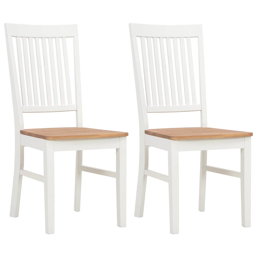 Dining Chairs 2 pcs White Solid Oak Wood