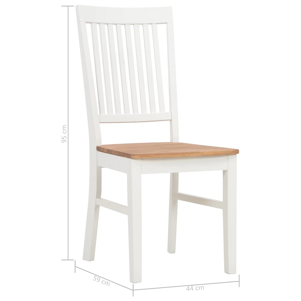 Dining Chairs 2 pcs White Solid Oak Wood