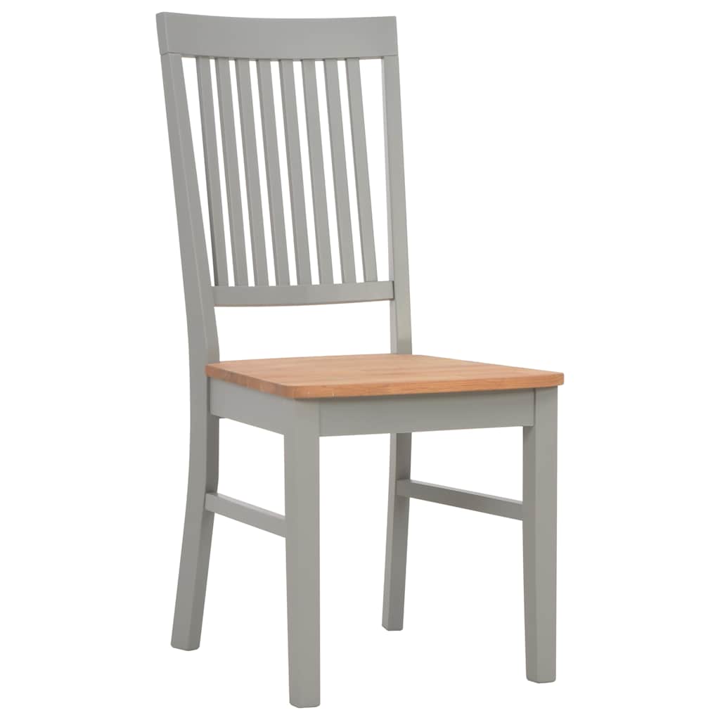 Dining Chairs 2 pcs Grey Solid Oak Wood