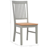 Dining Chairs 2 pcs Grey Solid Oak Wood - Low Angle