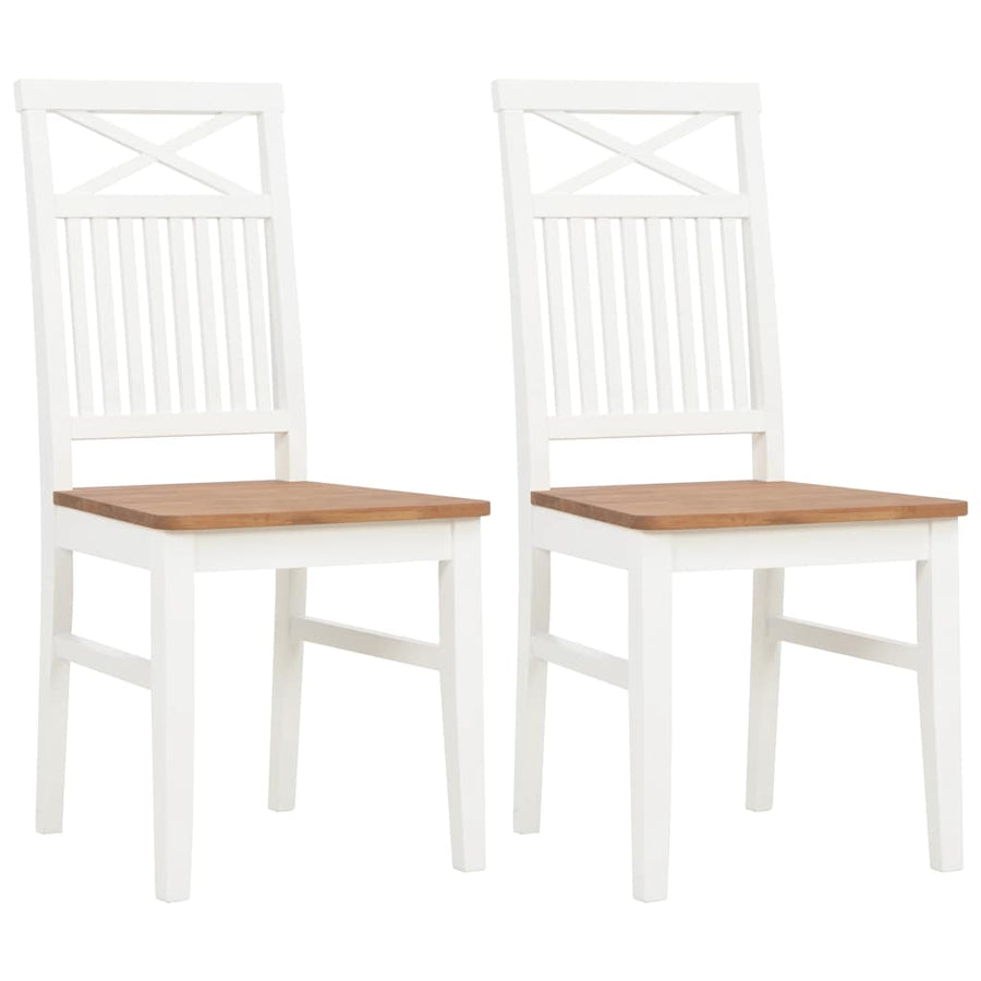 Dining Chairs 2 pcs White Solid Oak Wood