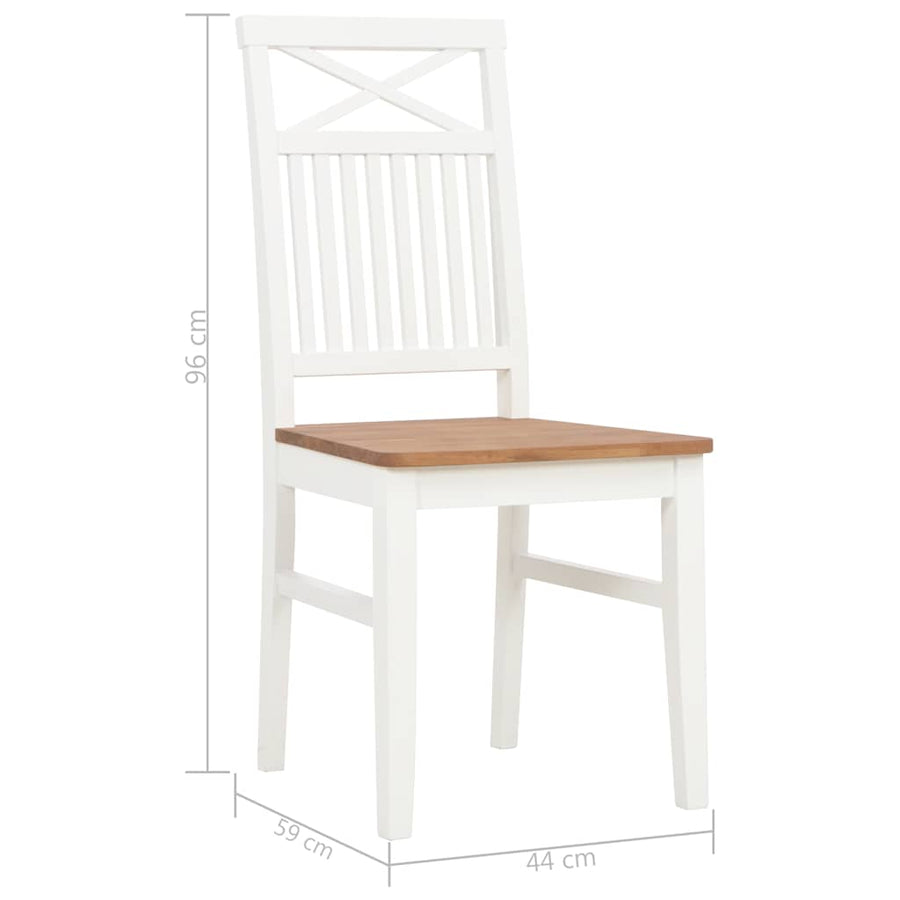 Dining Chairs 2 pcs White Solid Oak Wood