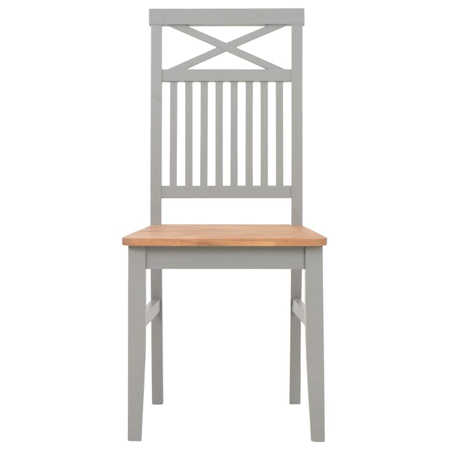 Dining Chairs 2 pcs Grey Solid Oak Wood