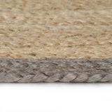 Handmade Rug Jute with Grey Border 90 cm - Side View