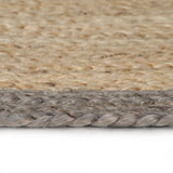 Handmade Rug Jute with Grey Border 120 cm - Side View