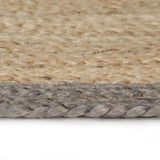 Handmade Rug Jute with Grey Border 150 cm - Side View