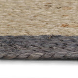 Handmade Rug Jute with Dark Grey Border 90 cm - Side View