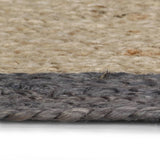 Handmade Rug Jute with Dark Grey Border 120 cm - Side View