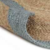 Handmade Rug Jute with Olive Green Border 90 cm - Front View