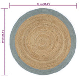 Handmade Rug Jute with Olive Green Border 90 cm - Rear View
