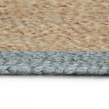 Handmade Rug Jute with Olive Green Border 120 cm - Side View