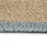 Handmade Rug Jute with Olive Green Border 150 cm - Side View