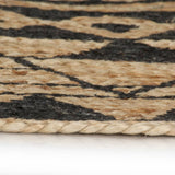 Handmade Rug Jute with Black Print 120 cm - Side View