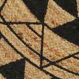 Handmade Rug Jute with Black Print 120 cm - Top-Down View