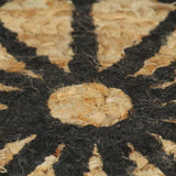 Handmade Rug Jute with Black Print 120 cm - 45-Degree Angle
