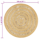 Handmade Rug Braided Jute 150 cm - Rear View